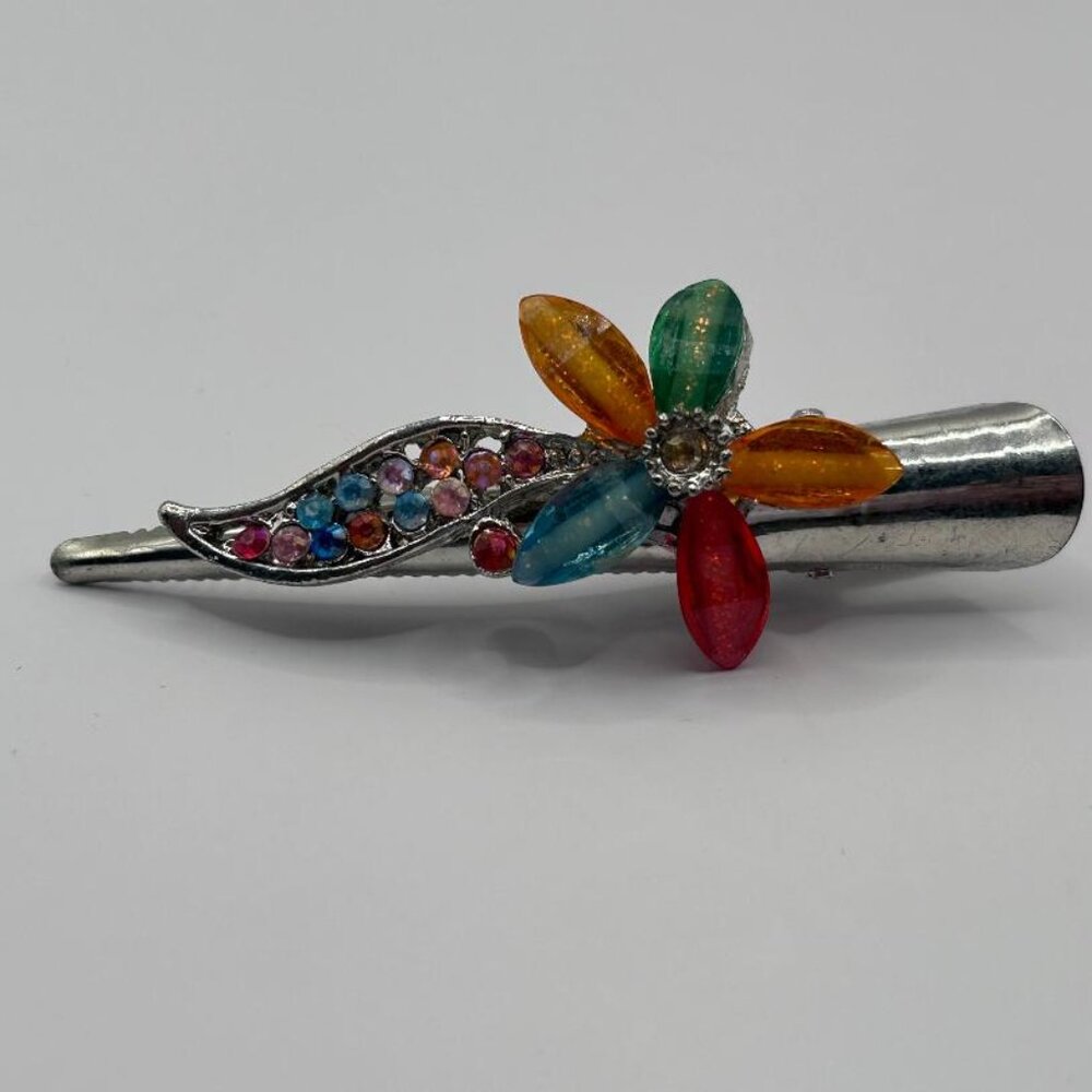 Multicolored Floral Design Small Metal Hair Pin